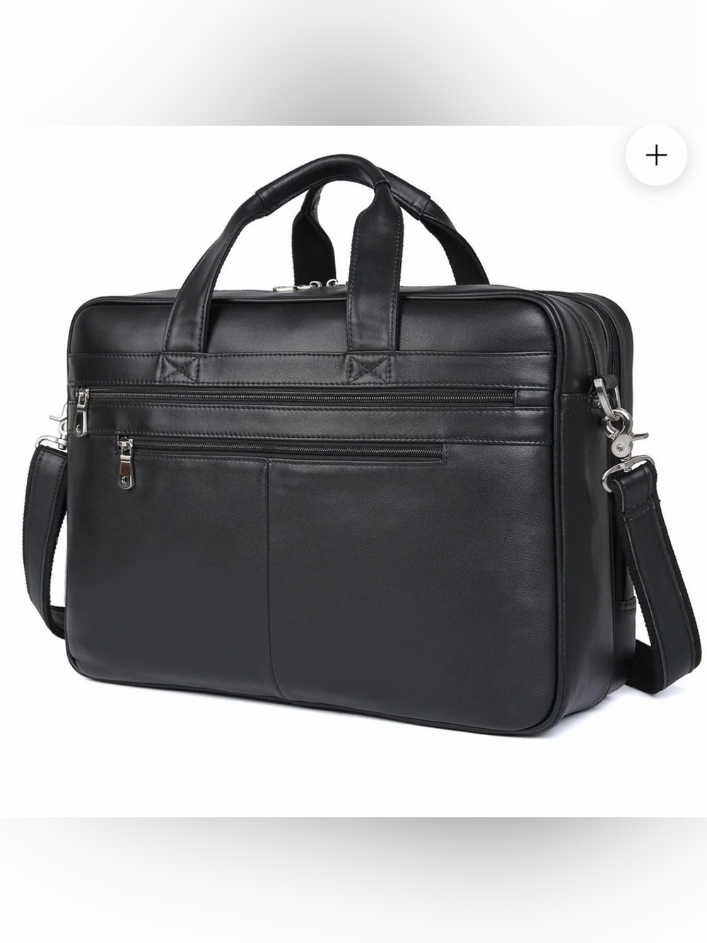 Polare Men's Black Leather Briefcase with Removable Shoulder Strap
